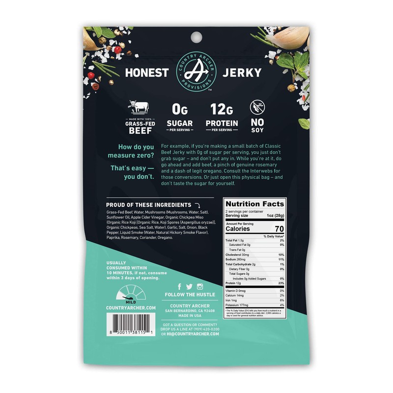 Country Archer Grass Fed Beef Jerky - Zero Sugar Beef