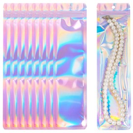 100 Pcs Pen Packaging Bags for Small Business, Resealable Foil Pouch Bag For Pens, Holographic Ziplock Smell Proof Storage Bags for Packaging Lipgloss,Jewelry,Cosmetic,Candy, 2.4x9 inch