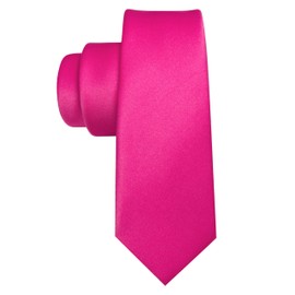 RBOCOTT Hot Pink Skinny Tie Mens Silk Necktie for Business and Wedding(24)
