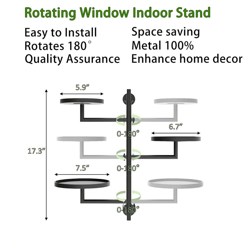 KAAPSAM Rotating Wall Plant Shelves Plant Shelf for Window 3-Tier