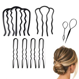 BLOOPIC Ball Roll Comb Hair Accessories Ball Wraps Set of 6 Hair Pullers Bun Hair Maker Metal Hair Comb Bangs Folk Comb Easy Up Style Hair Tie Accessories