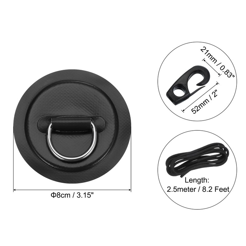 PATIKIL D-Ring Patch, 4 Pcs Stainless Steel D-Ring PVC Patch