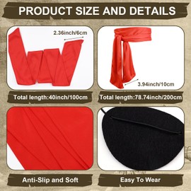 PEUTIER 6 Pieces Pirate Accessories, Pirate Cosplay Set Including Headscarf, Belt, Eye Patch and Earrings, Pirate Cosplay Set, Pirate Party Accessories, Pirate Party Accessories for Children and