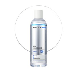 WELLAGE Real Hyaluronic Toner 100 for face, Korean Beauty Toner, 93% Hyaluronic Acid Water, Hydrating for Dry Skin - Deep, Quick Absorption, Hypoallergenic, Skin Irritation-Free, 6.76 fl.oz.