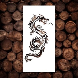 Dragon Stencil Template - Reusable Asian Chinese Dragon Stencils for Painting on Wood, Glass, Wall Rock, Walls, Canvas, Glassware, Spray Painting, Airbrushing, Crafts (3x6.5)