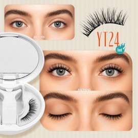 LASHVIEW Magnetic Eyelashes with Applicator,Reusable Soft Magnetic Eyelashes Natural Look, No Glue Needed RC24P-YT