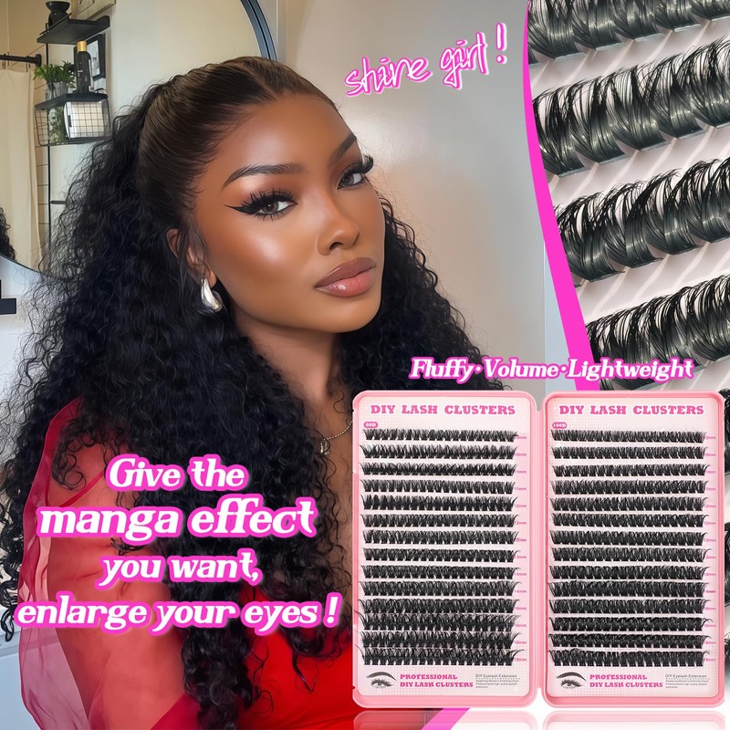 Lash Cluster Eyelash Extensions, 10-18mm Lash Clusters 80D+100D D Curl