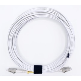 Elfcam® - 1m LC/UPC to LC/UPC OM3 Multimode Duplex 50/125um LSZH Fibre Optic Cable (Optical Jumper), Colour White, 1m