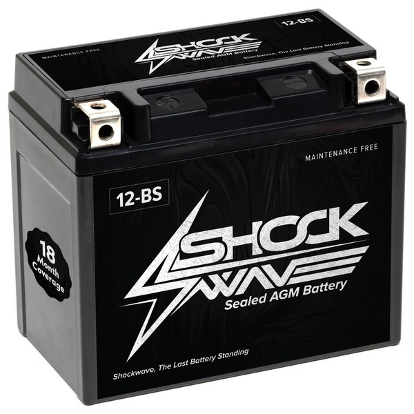 SHOCKWAVE YTX12-BS 12V 10AH 180CCA AGM Battery – Maintenance-Free Power