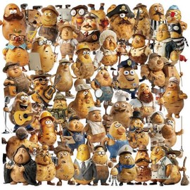 Transparent Potato Worker Stickers 50 Pcs Waterproof Cartoon Funny Vegetable Sticker for Water Bottle Laptop Skateboard Motorcycle Bicycle Luggage Car Bumper,Vinyl Cute Potato Decals for Adults Girls
