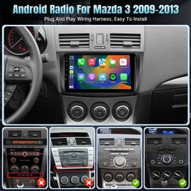 Naifay Car Radio for Mazda 3 2009-2013 with Wireless CarPlay Android Auto, 2+32G 9inch IPS Touchscreen Car Stereo for Mazda with Bluetooth/FM Audio Receivers/GPS/WiFi/SWC/Split Screen/Backup Camera