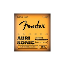 Fender Cuerdas de guitarra Acousitc de bronce 80/20, extremo de bola, 70CL .011-.052