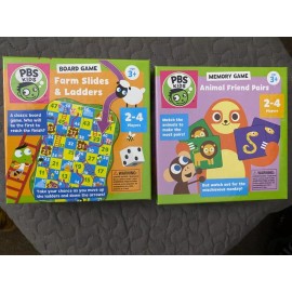 PBS Kids 2pc PBS Kids Board Game COMPLETE Memory Animal Friend Pairs Farm Slides Ladders