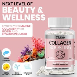 120 Pure Marine Collagen Boosting Advanced Granular Biotechnology Capsules | Type 1 Hydrolysed Marine Collagen with Biotin and Hyaluronic Acid | Slow Release Maximum Absorption