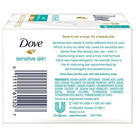 Dove Sensitive Skin Unscented Hypo-Allergenic Beauty Bar 4 oz, 2 ea (Pack of 3)