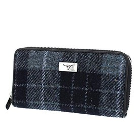 Glen Appin Harris Tweed Large Zip Purse LB2100 Staffa (95 Grey/Black)