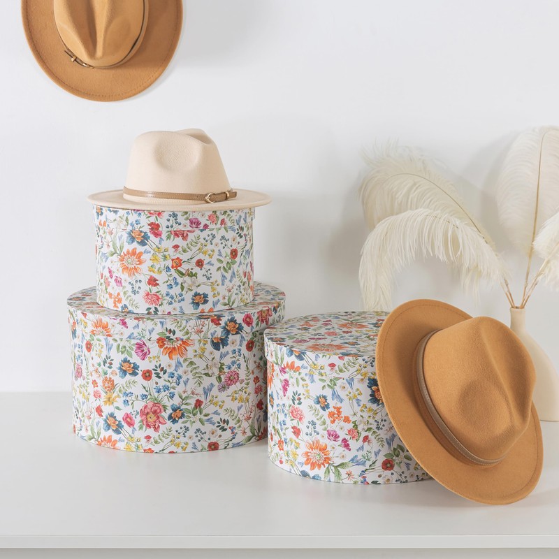 Soul & Lane Botanica Bliss Round Hat Boxes with Lids