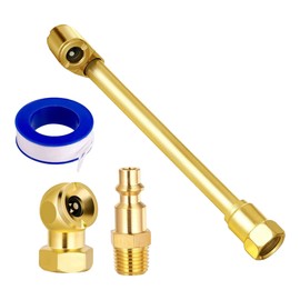 iolory Automotive Brass Air Chuck Set,2-Way Connection Heavy Duty Air Chuck Set,Standard Interface Double Head Air Chucks,1/4" Female NPT Closed Ball Tire Chuck,Suitable for Trucks,Cars,Bicycles