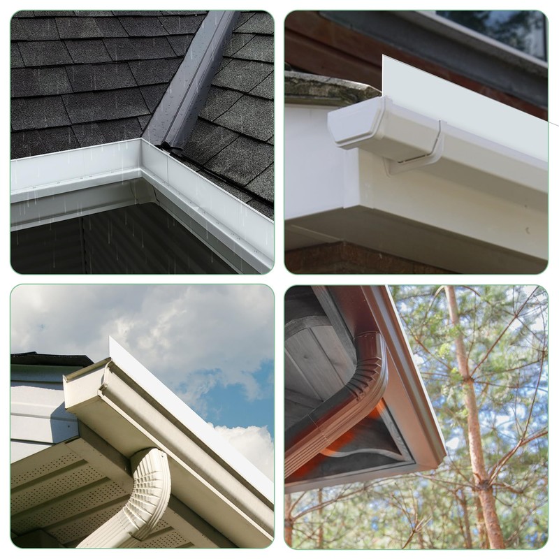Memrita 4 Pcs Gutter Valley Splash Guards Roof Rain Diverter,Aluminum