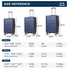 Garvee Luggage Expandable Suitcase 3 Piece Set, Luggage Set of 3 Piece Suitcase with Spinner Wheels, Hardshell Luggage 3 Piece Set(20 in/24 in/28 in)