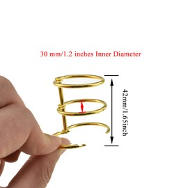 HAHIYO 4Pcs Gold 30mm/1.2inch Inner Diameter Metal 3 Rings Loose Leaf Binders Book Rings Snap Split Hinged Stainless Steel Binder Rings for DIY Travel Diary Notebook Photo Album Binding Spines Comb