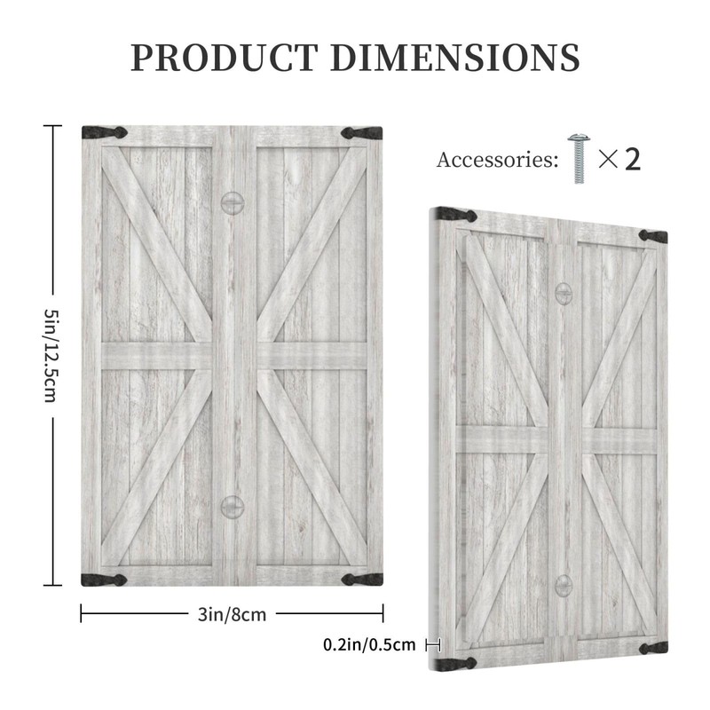 Spshian Decorative Switch Plate Covers Rustic Wooden White Barn Doors