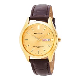 [クレファー] 腕時計 アナログ メンズ 電池式 アバンティーノ ゴールド AV-AM399-GDG ブラウン