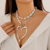 Chunky Heart Necklaces for Women Chunky Pearl Chain Stackable Heart