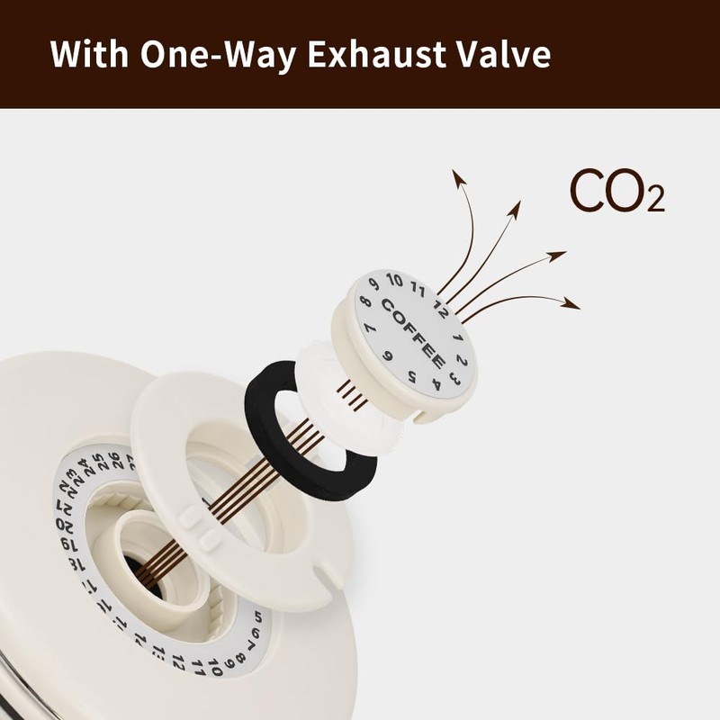 watchget Airtight Coffee Canister Coffee Bean Storage One Way Releasing