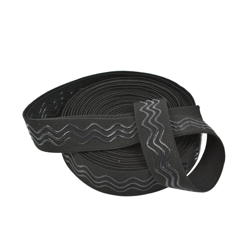 YANTAISIYU Black Elastic Band, 1 Inch x 6 Yard, Wavy-Shape
