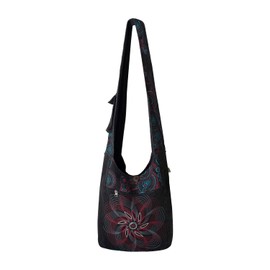 Vishes Women's Shoulder Bag Fabric Bag Shoulder Bags Yogi Bag Cotton Bag Mandala, black