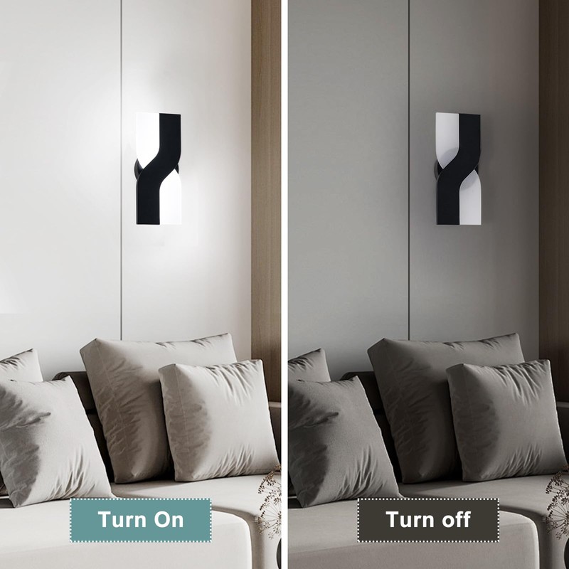 JERANDO Modern LED Wall Sconce, 8W Acrylic Indoor Black Wall