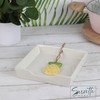 White Ceramic Lunch Napkin Holder with Roped Weight - Pineapple