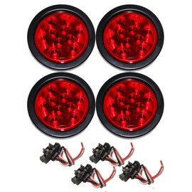 LIBRA Set of 4 Red 4" Round 10 LED Trailer Light Kits - 24003