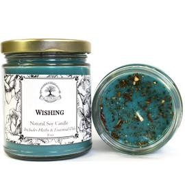 Wishing Soy Herbal Spell Candle 9 oz | for Use in Wishes, Manifestation and Blessings Rituals | Wiccan Pagan Hoodoo Magick