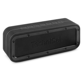 TechniSat BLUSPEAKER OD TWS - Outdoor Bluetooth-Lautsprecher (Stereo, 30 Watt, Freisprecheinrichtung mit Mikrofon, Metallfront und Gummirahmen, IPX6, Akku, USB-C, True-Wireless) schwarz