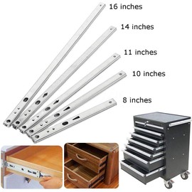 Kisbeibi 1 Pair Stainless Steel Full Extension Drawer Slides Side Mount, Ball Bearing Metal Rails Track Guide Glides Runners, Heavy Duty 7.2" 9.7" 10.9" 13.5" 16 inch (size:11inch)