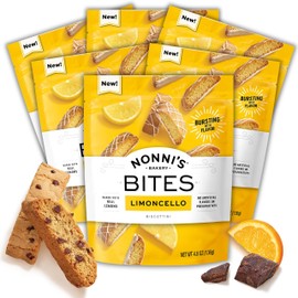 Nonni's Biscotti Style Bite Sized Twice Baked Crispy Cookie Bites - Kosher - 4.8oz, Limoncello Biscottini (Pack of 6)