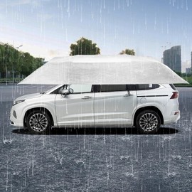 Semi-Automatic Car Tent Removable Carport Folding Portable Car Protection Umbrella Sun Protection Cover 13.78 * 7.2ft (Silver Gray)