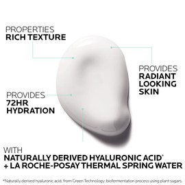La Roche-Posay La Roche-Posay Hydraphase HA Rich, Hyaluronic Acid Face Moisturizer for Dry Skin with 72HR Hydration, Oil Free & Non-Comedogenic, 50 ML , 1.69 fl. oz.
