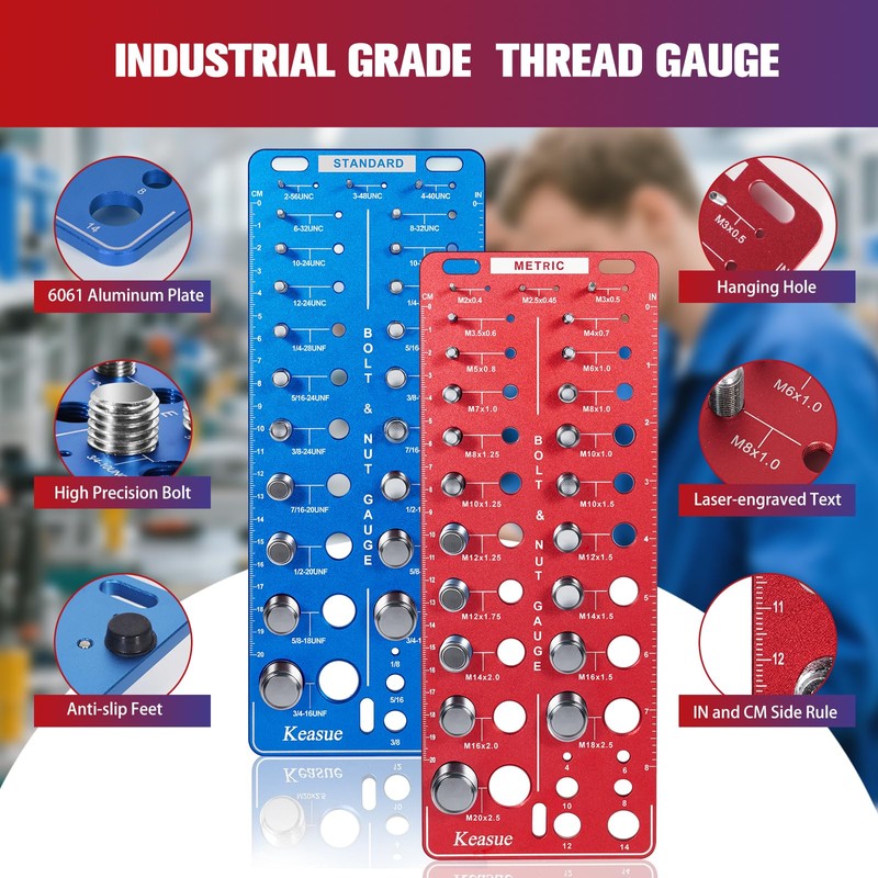 56Pcs Thread Checker, Nut and Bolt Thread Checker Standard and