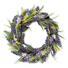 Lillian Vernon Lavender Wreath - Seasonal Front Door Decorations, Indoor & Outdoor Porch, Home, & Wedding Decor, Large 16 Inch Decorative Wreaths