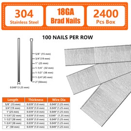 SITLDY 18 Gauge 304 Stainless Steel Brad Nails 1-1/4 inch 2400-Pack Small Finishing Nail Gun Nails for Pneumatic, Electric 18GA Brad Nailer Gun