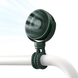 JISULIFE Battery Operated Portable Stroller Fan,4 Wind Speeds and 720° Adjustable Angle,USB Rechargeable Handheld Mini Fan,Octopus Clip Design for Crib, Golf Cart, Treadmill - Green