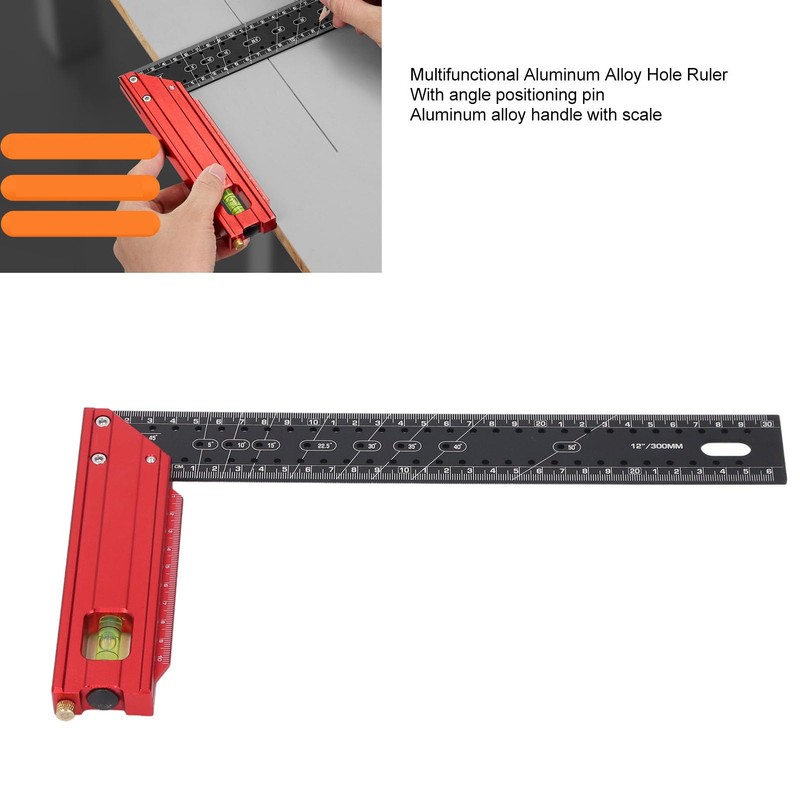 12 Inch Combination Framing Square Carpenter Square, 5°-90° Woodworking T