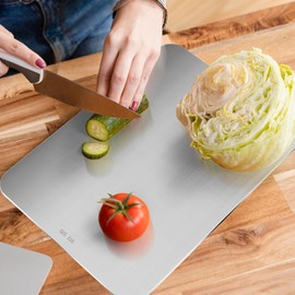 Tapis Design 316 Stainless Steel Chopping Board for Kitchen, Premium Double-Sided Titanium Chopping Board for Meat, Bread, Vegetables, Antibacterial, Dishwasher Safe (34 x 23 cm)
