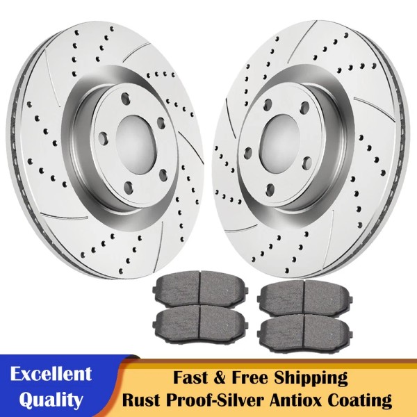 Autopartspconline Front Drilled Brake Rotors Disc Brakes Pads for 2007-2014