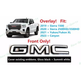 Auto GMC OVERLAY Front Black White GMC Emblem Sierra 1500 2500HD 3500HD Canyon Yukon XL