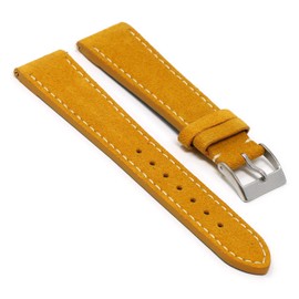 StrapsCo Classic Suede Leather Quick Release Watch Band Strap - Orange - 21mm - Standard Length
