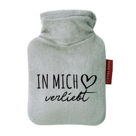 Huuraa Taschenwärmer In Mich verliebt Geschenk 0,2 Liter Grey Mini Veloursbezug In Mich Geschenkidee